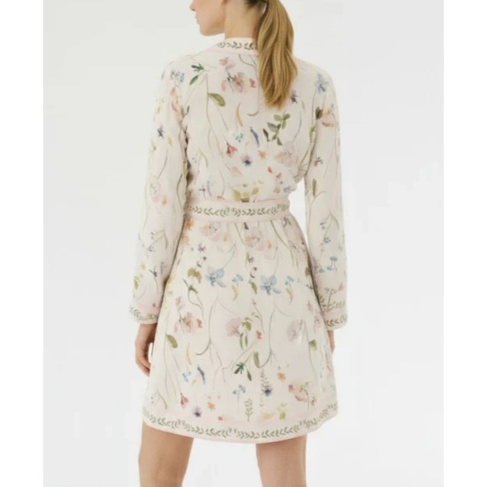 NWT H&M Floral Wrap Dress Large Fairy Botanical LS Feminine Brunch Wedding Chic - Picture 11 of 16